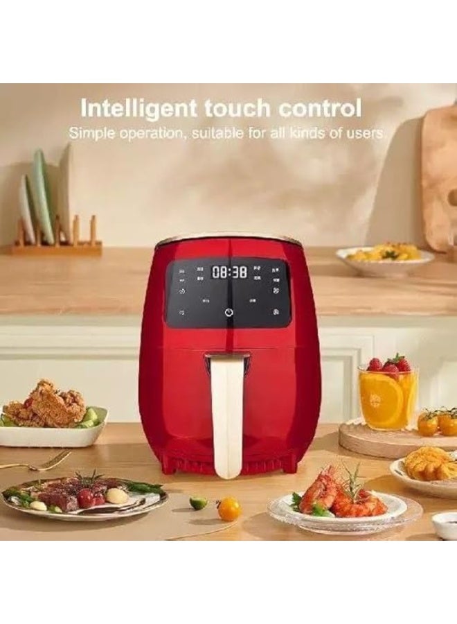 اير فراير ذكي سعة 6 لتر – قلاية هوائية بدون زيت بقدرة 2400 وات – شاشة لمس LCD للتحكم السهل – تصميم أنيق باللون الاحمر - Image 1